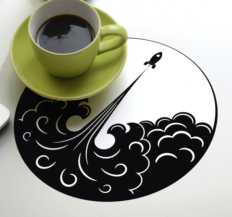 Posavasos vintage cohete retro blanco y negro - TenVinilo