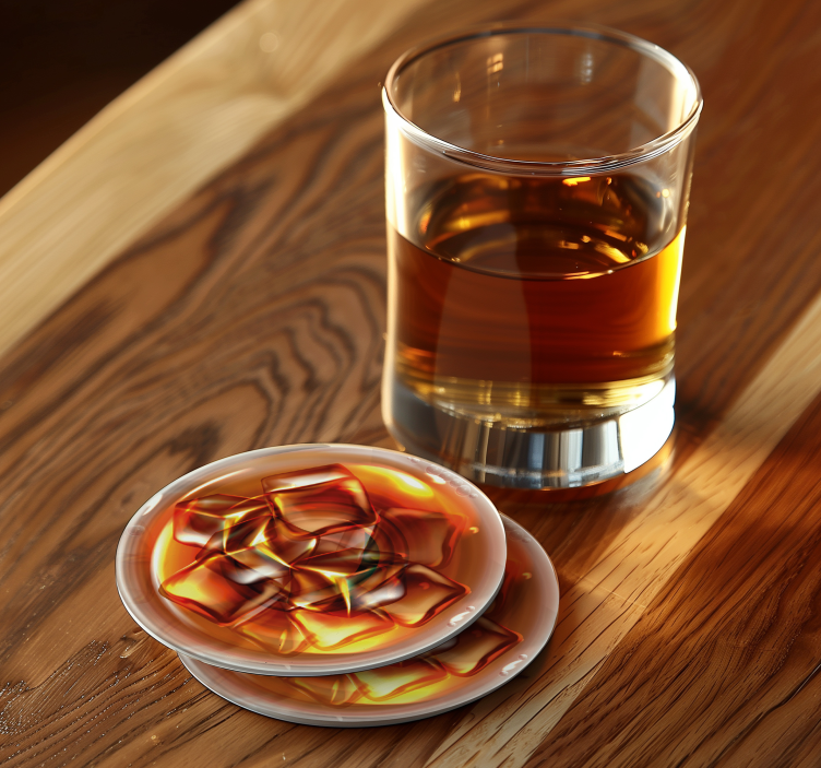 Posavasos vaso de whisky con hielo - TenVinilo