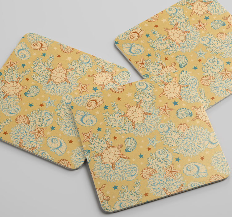 Vida submarina colores suaves vida marina posavasos - TenVinilo