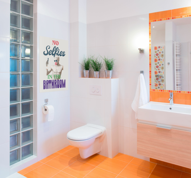 Cartel de baño sin selfies - TenVinilo