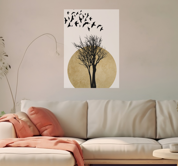 Poster árboles silueta de árbol con pájaros Silueta de árbol con  - TenVinilo
