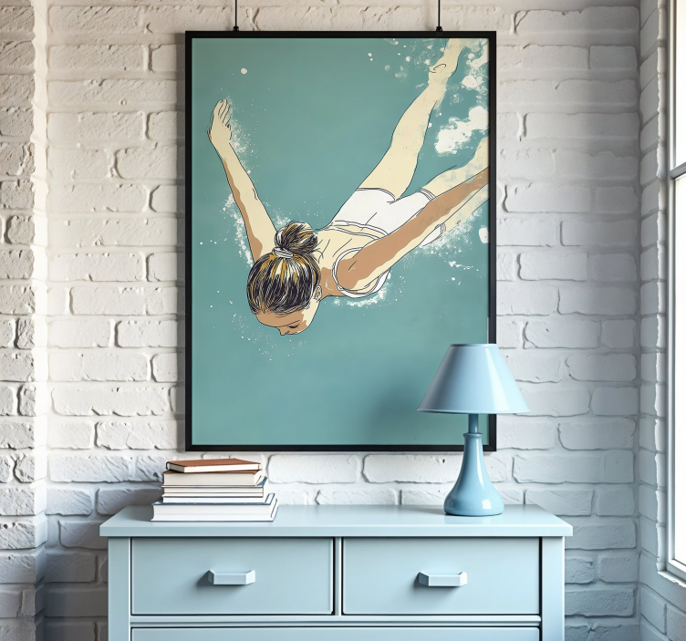 Poster dibujo artístico nadador - TenVinilo