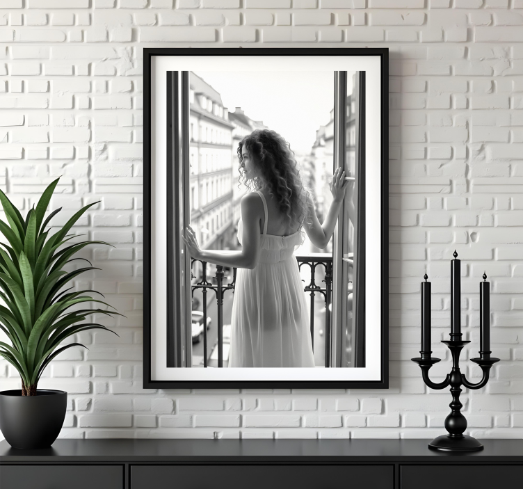 Poster foto realista dama en una mañana - TenVinilo