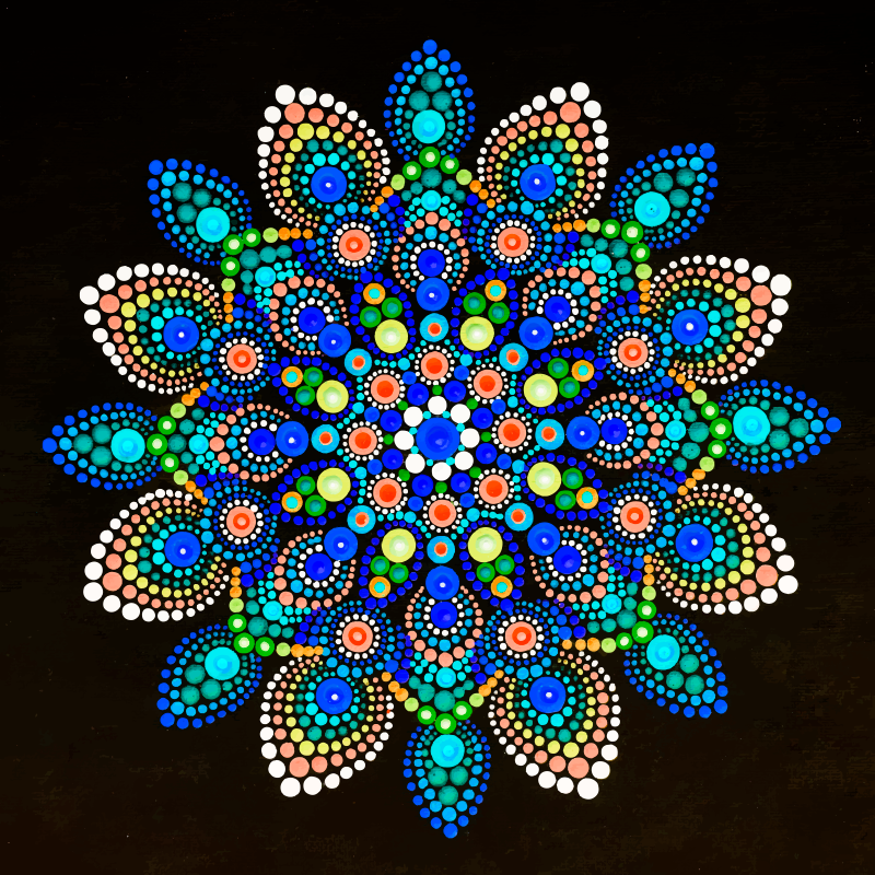Poster salón mandala de puntos coloridos - TenVinilo