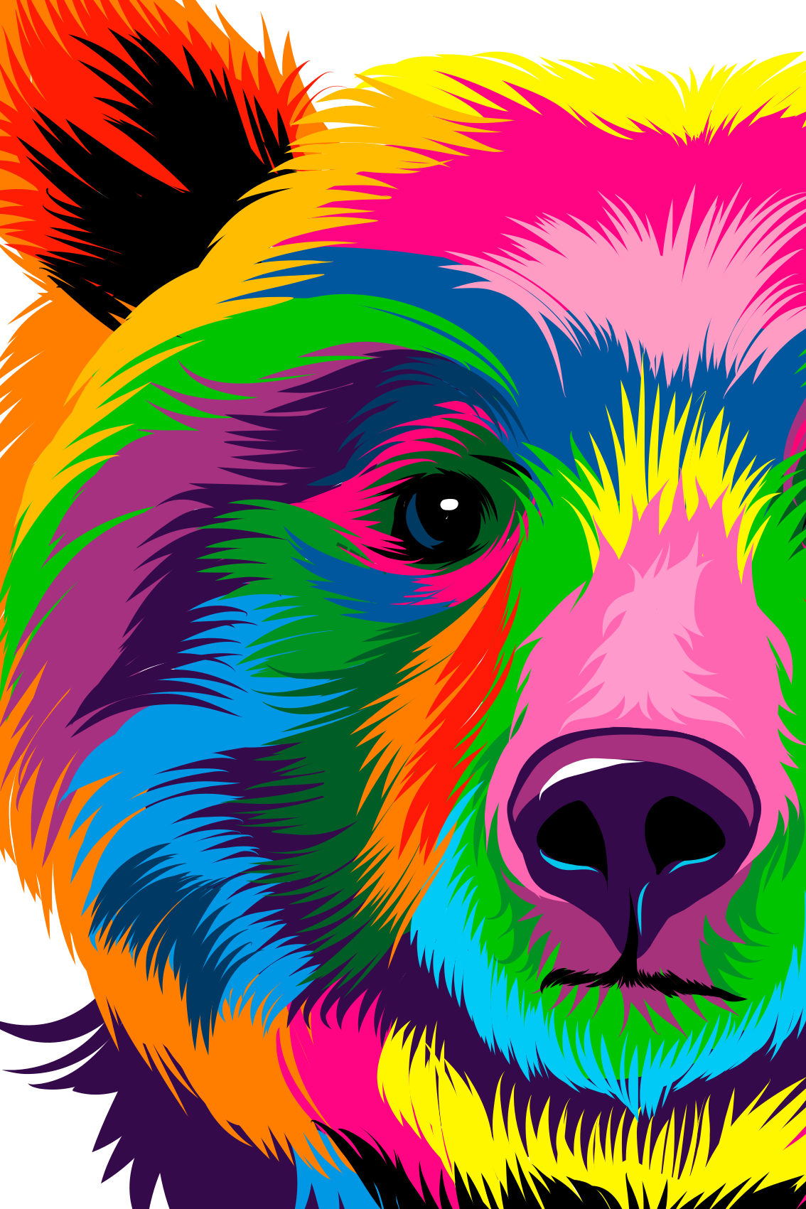 Poster salón oso colorido - TenVinilo