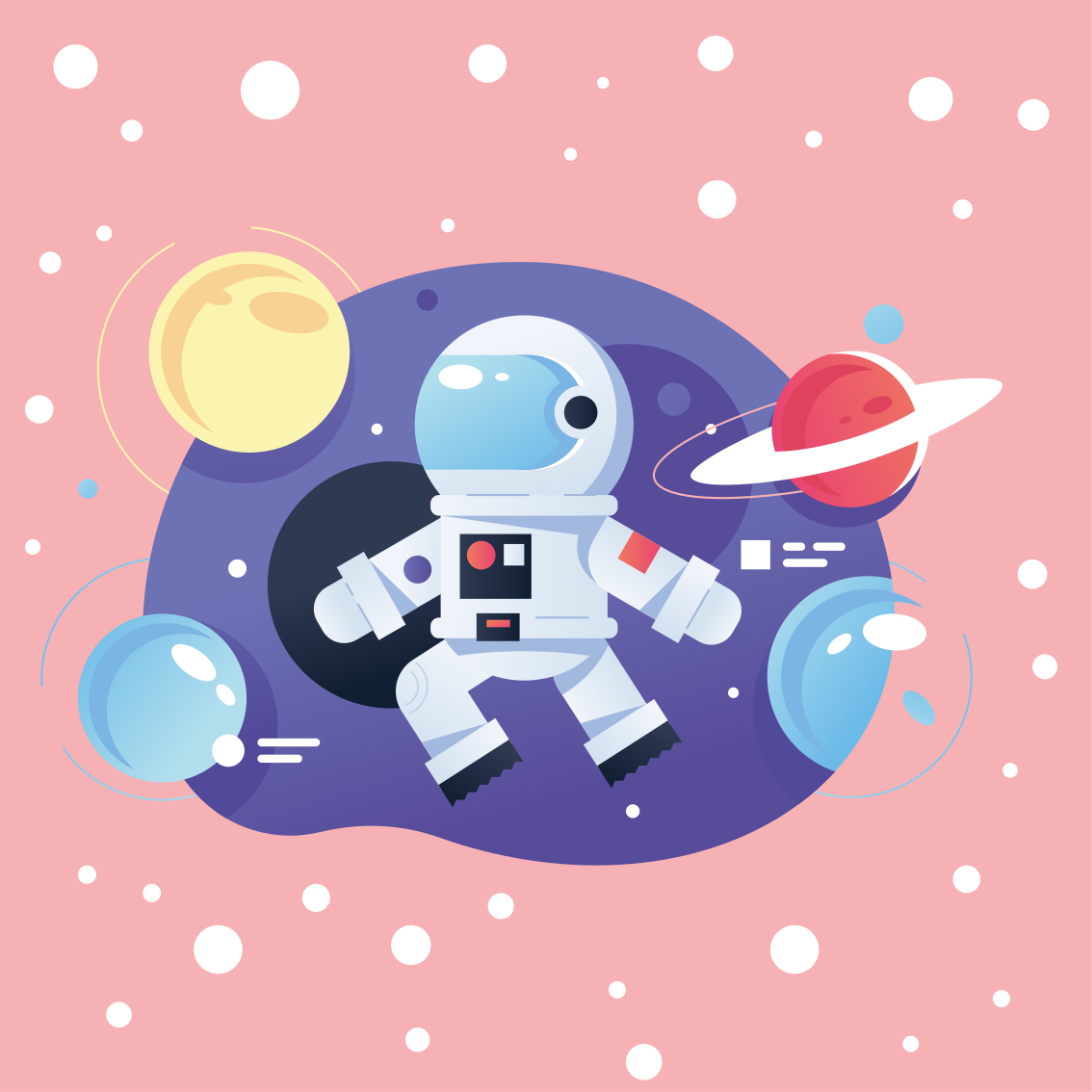 Poster dormitorio infantil símbolos de astronautas variados - TenVinilo
