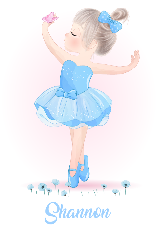 Poster dormitorio infantil bailarina azul con nombre - TenVinilo