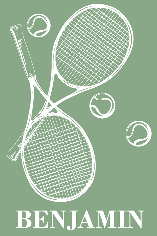 Poster dormitorio infantil tenis personalizado - TenVinilo