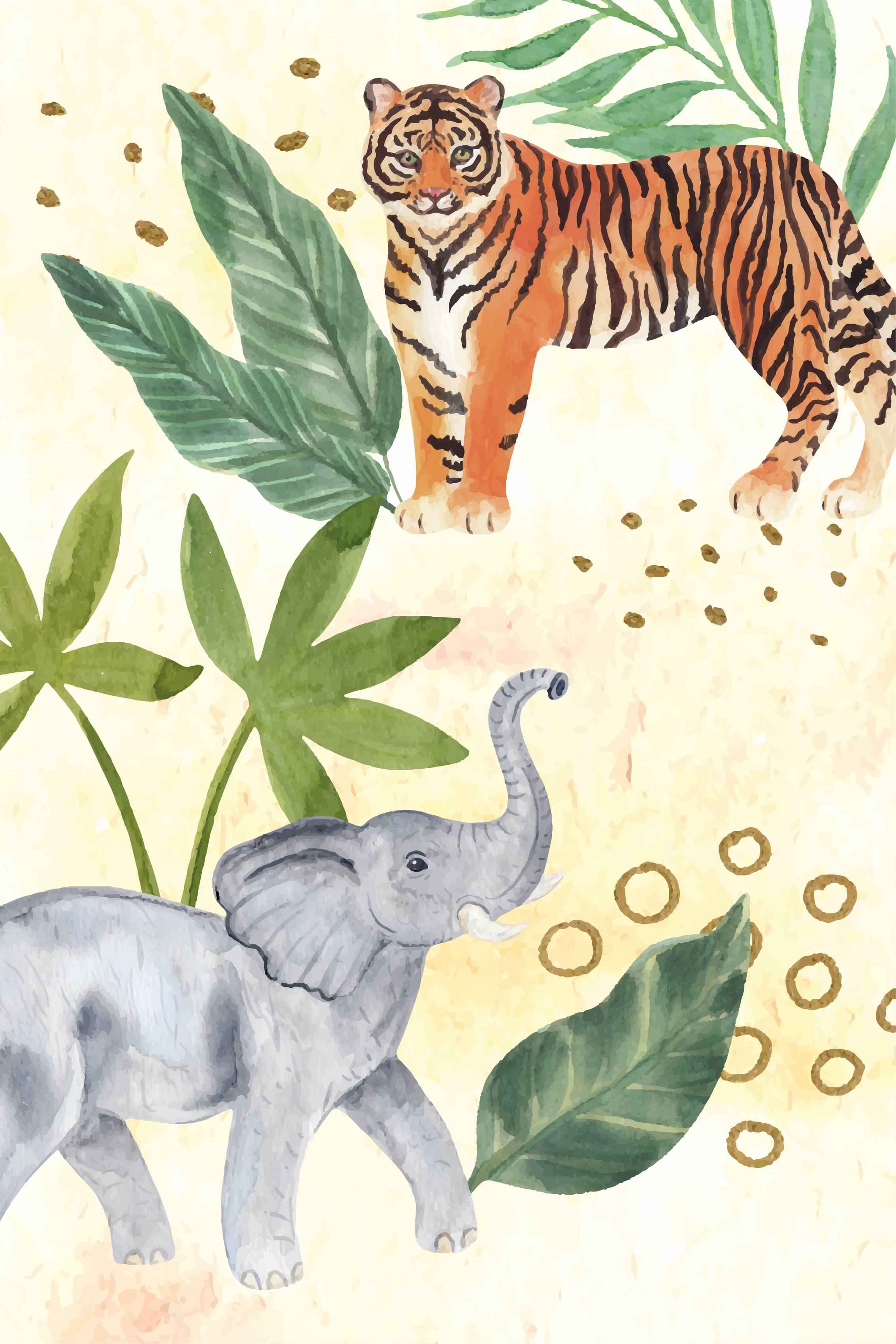 Poster dormitorio infantil animales safari acuarela - TenVinilo