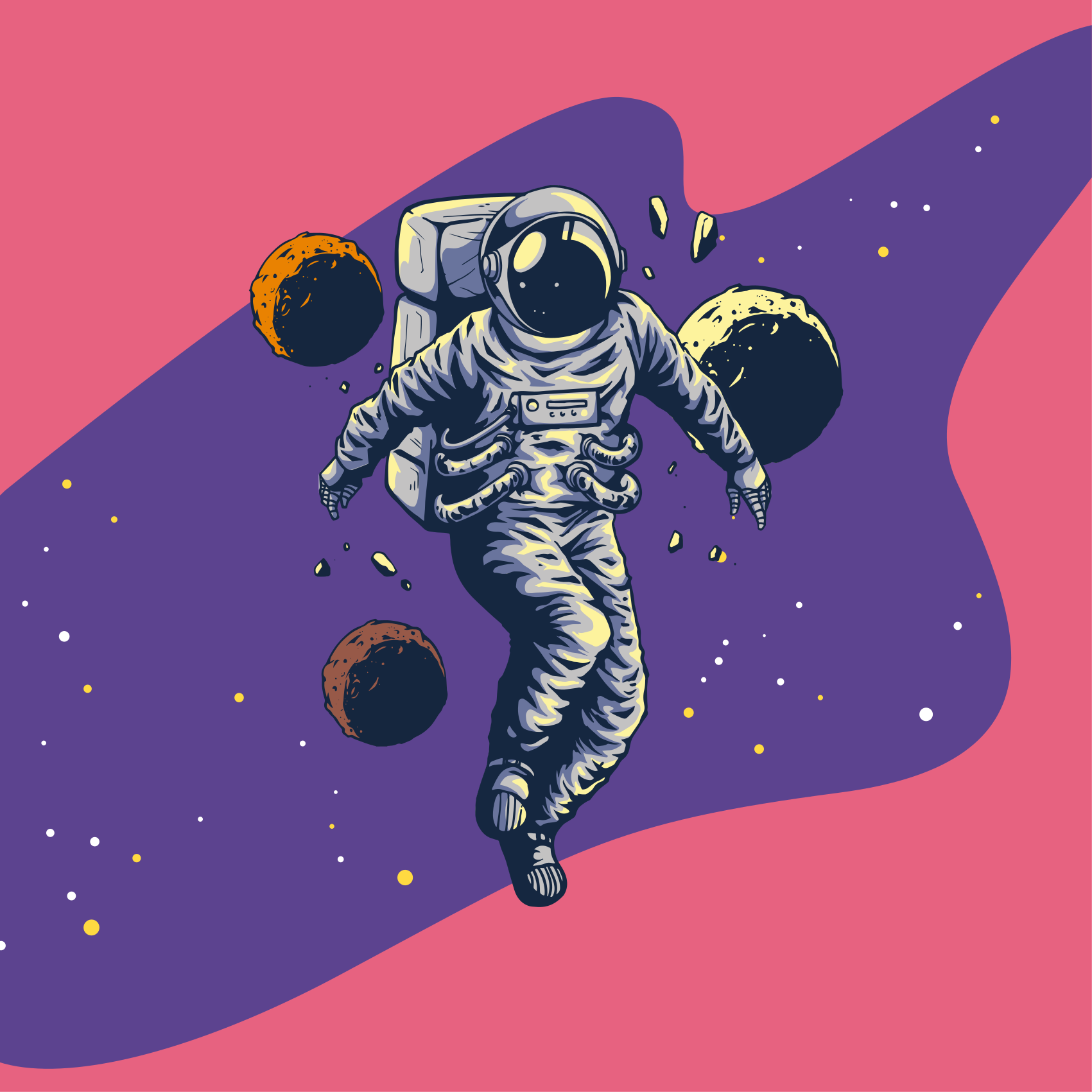 Poster dormitorio infantil astronauta dibujado a mano - TenVinilo