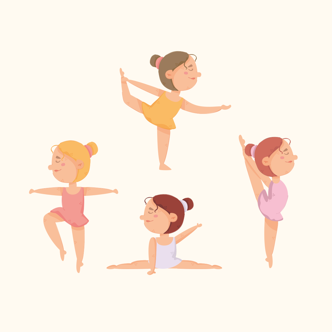 Poster dormitorio infantil set de bailarinas estirando - TenVinilo