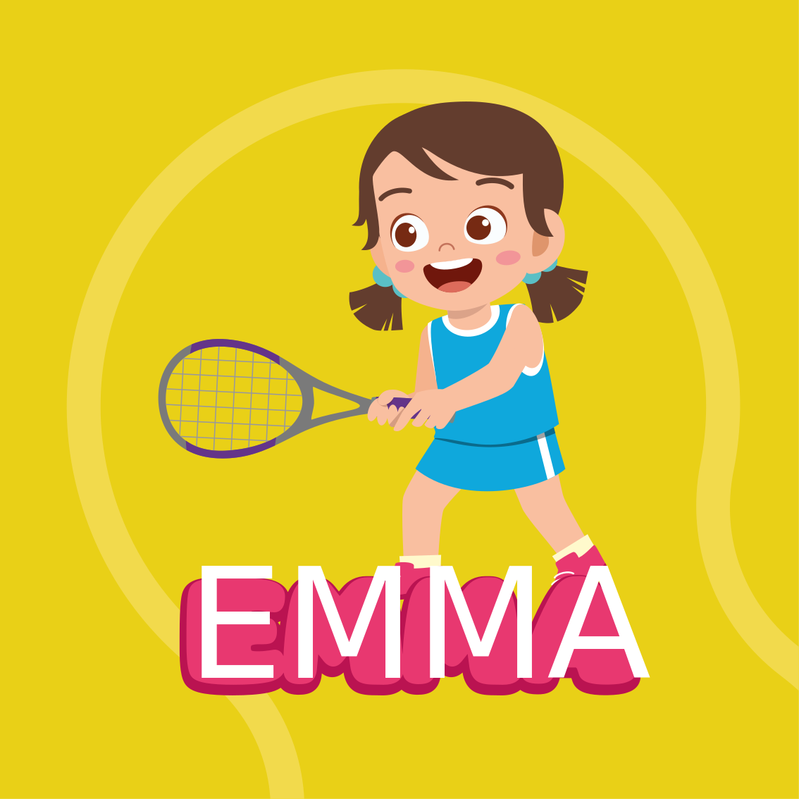 Poster dormitorio infantil jugadora de tenis con nombre - TenVinilo