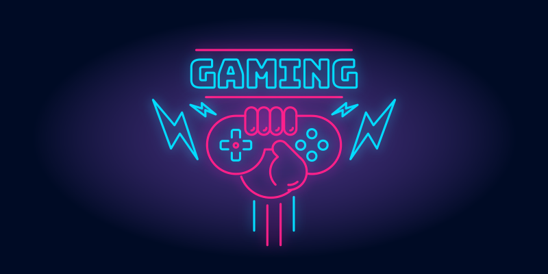 Poster videojuego logo de juego con luces de neón - TenVinilo