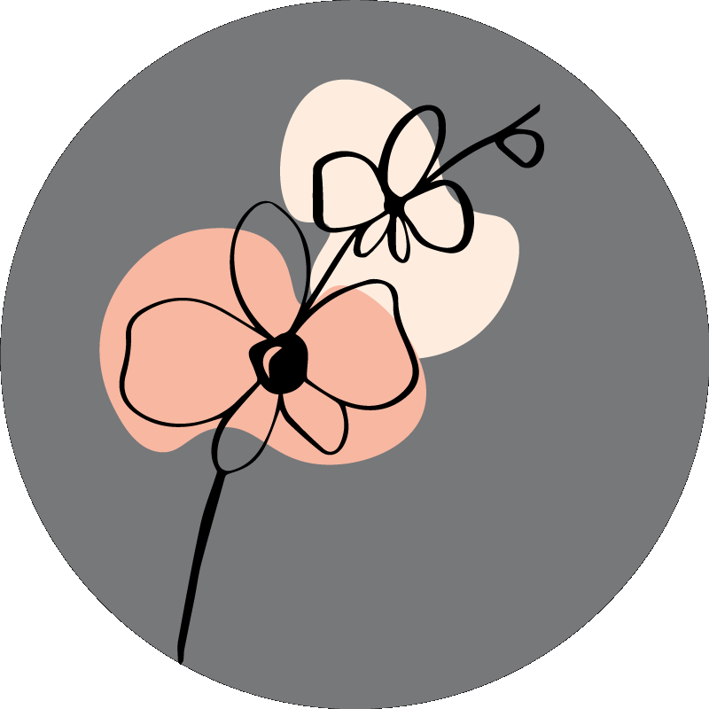 Poster flores y plantas diseño de arte lineal orquídeas - TenVinilo