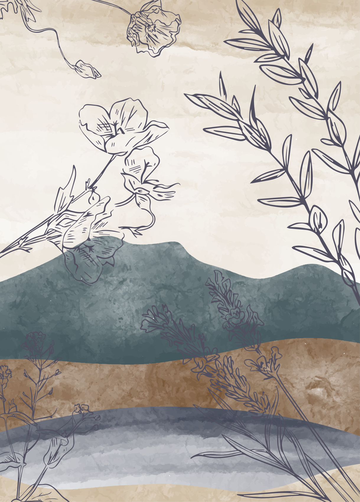 Poster flores y plantas silueta botánica - TenVinilo