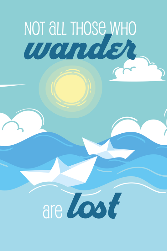Poster con frases viajar perdido brilla - TenVinilo