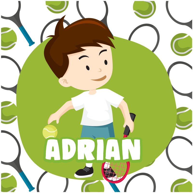 Poster deporte jugador de tenis niño con nombre - TenVinilo