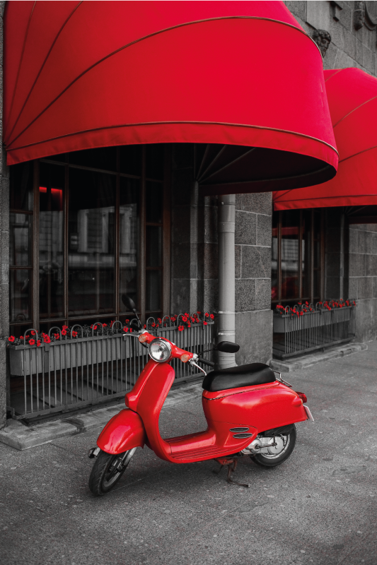 Poster ciudades scooter italiano rojo aparcado - TenVinilo