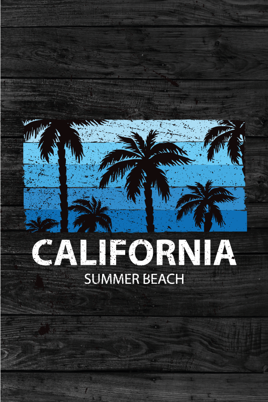 Poster ciudades cartel playa de verano en california - TenVinilo