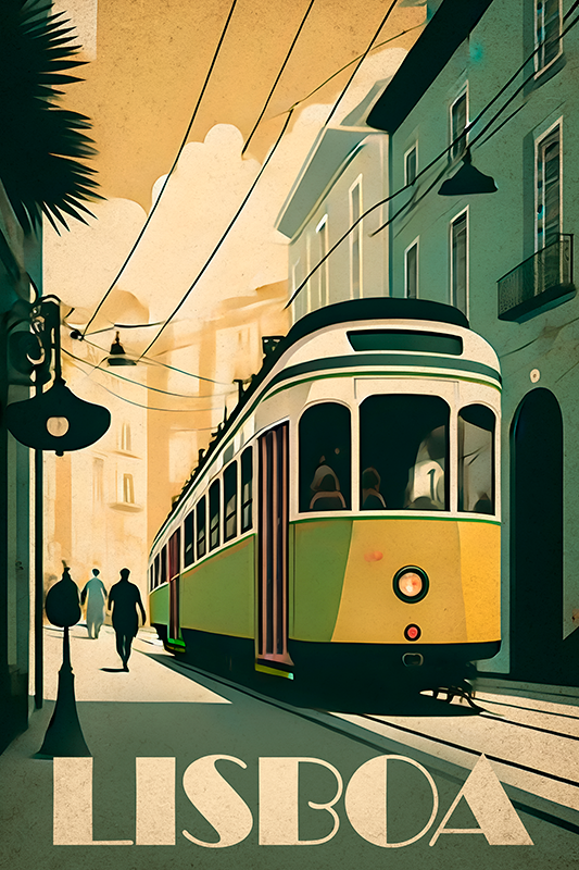 Poster ciudades lisboa ilustración vintage - TenVinilo