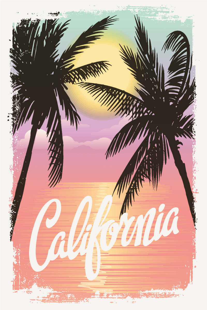 Poster ciudades atmósferas del atardecer californiano - TenVinilo