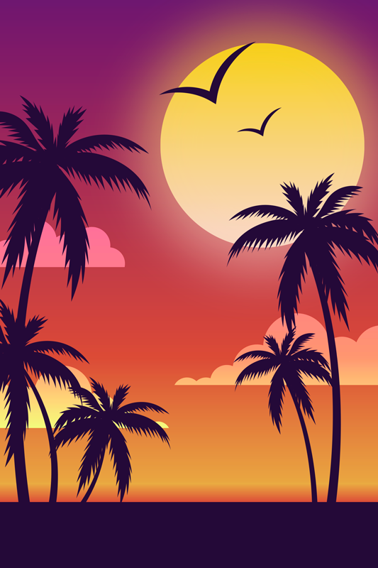 Poster paisajes atardecer de los 70 vertical - TenVinilo
