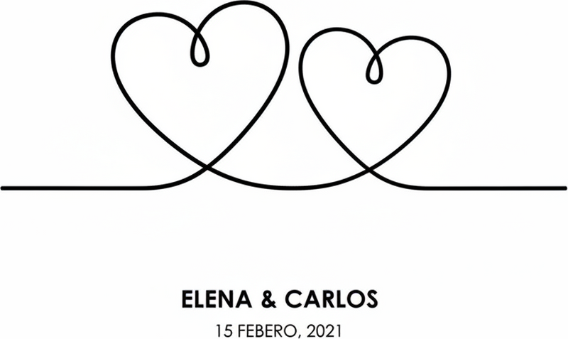 Poster personalizable corazón de línea simple - TenVinilo
