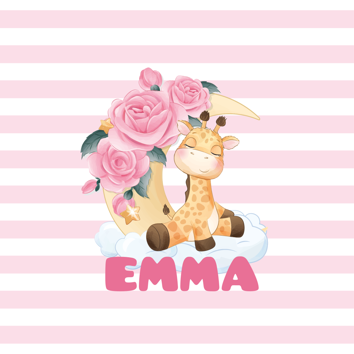 Poster personalizable retrato de jirafa adorable - TenVinilo