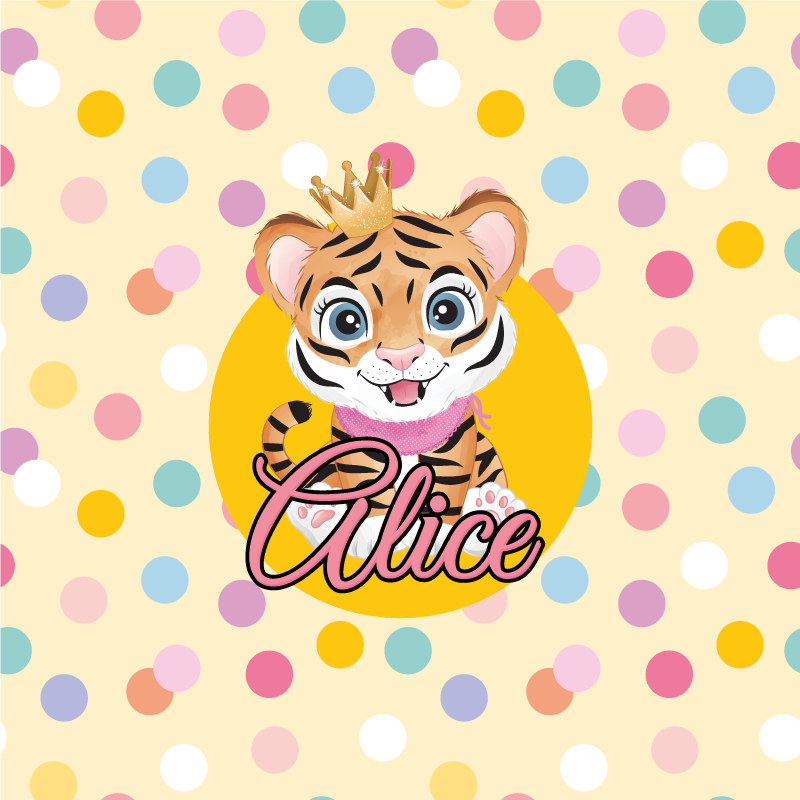 Poster personalizable tigre lindo personaje - TenVinilo