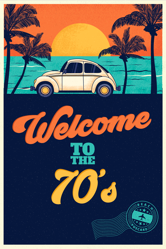Poster vintage bienvenido a los 70s sticker - TenVinilo