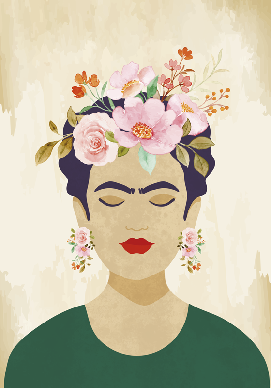 Poster flores mujer con flores - TenVinilo