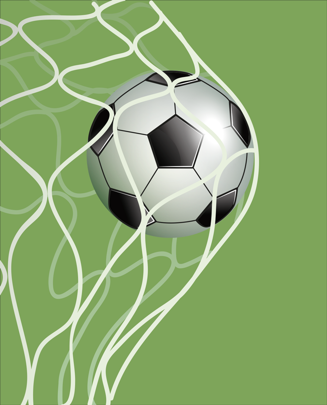 Poster fútbol balón en movimiento hacia el gol - TenVinilo