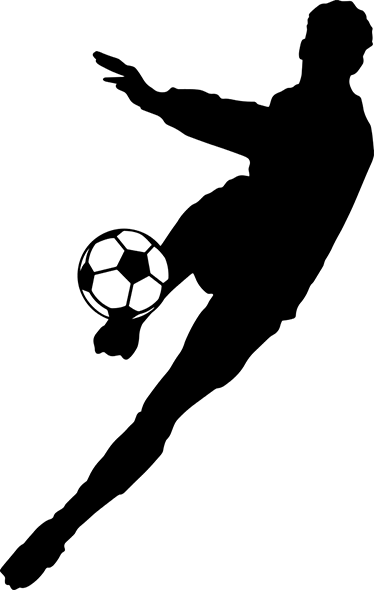 Poster fútbol vinilo silueta futbolista chutando balón - TenVinilo