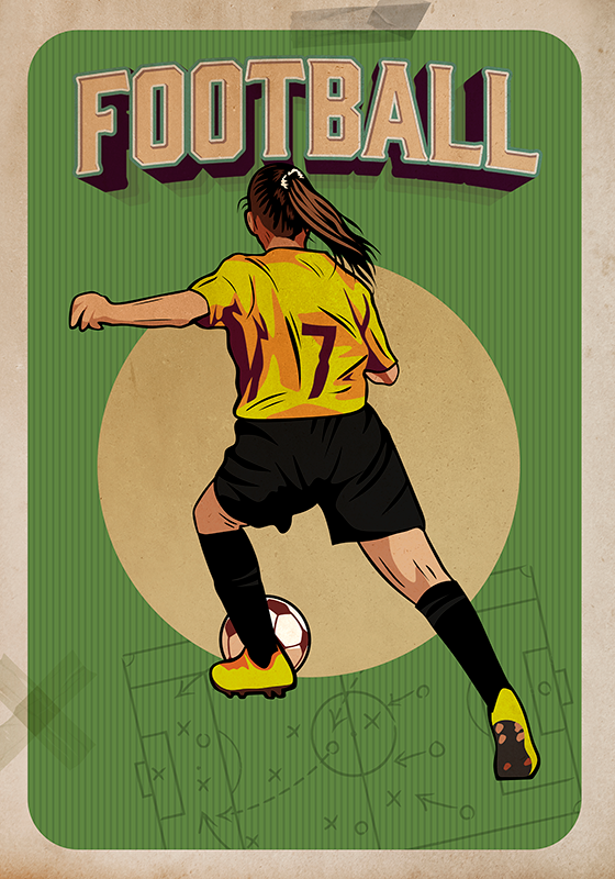 Cartel retro de fútbol femenino - TenVinilo