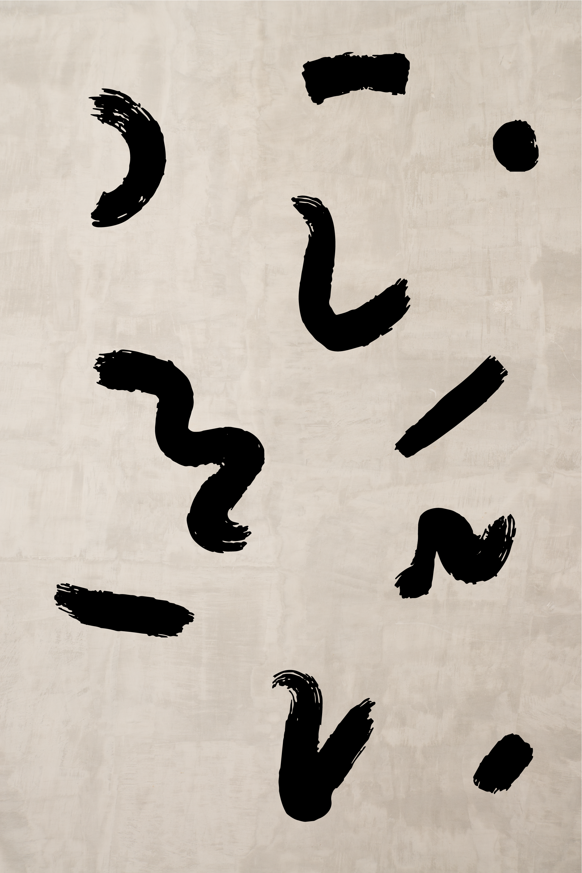 Poster nórdico formas de pincel en negro - TenVinilo