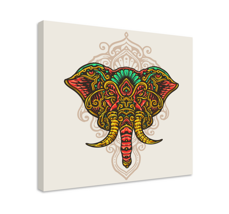 Cuadro elefante Elefantes mandala indio multicolor - TenVinilo