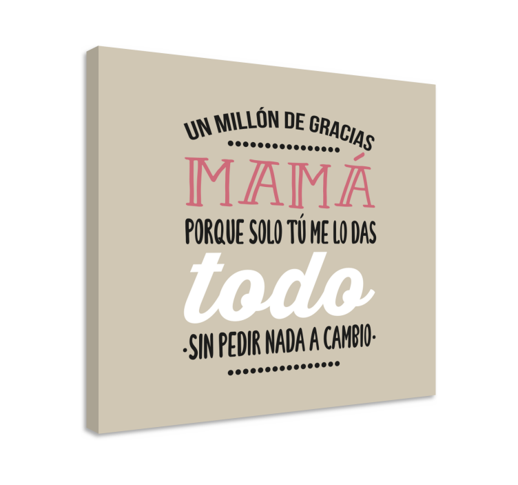 Cuadro para el día de la madre Texto para agradecer - TenVinilo
