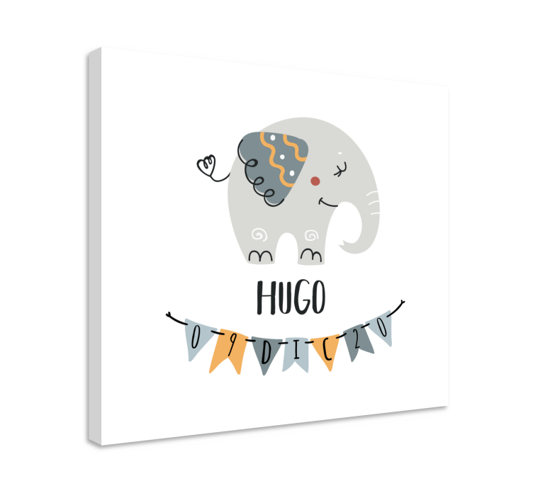 Pintura habitación bebé Datos de cumpleaños con elefante - TenVinilo
