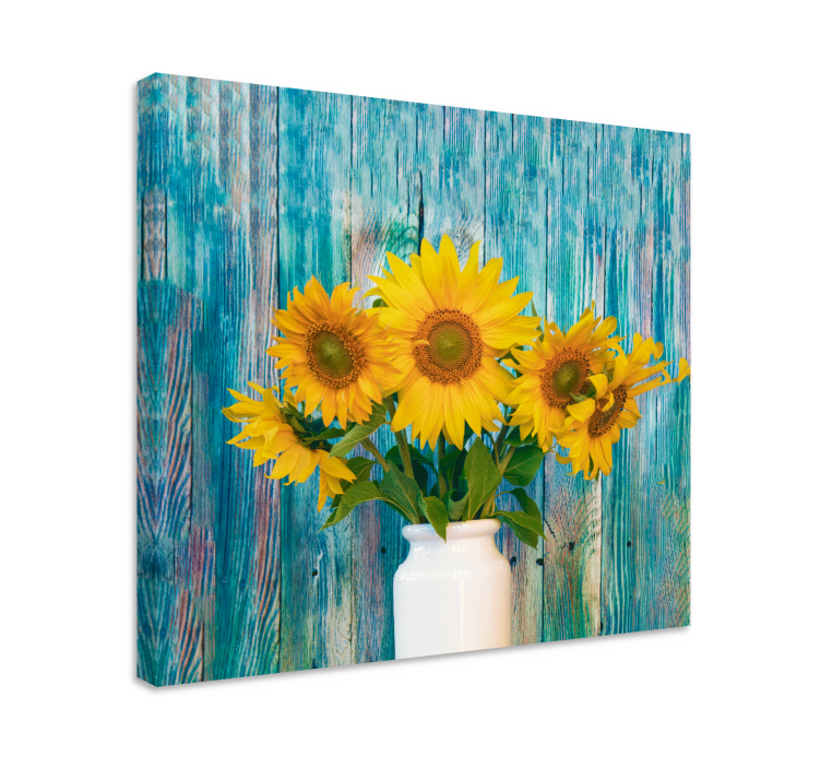 Cuadro de flores Girasoles amarillos en madera - TenVinilo