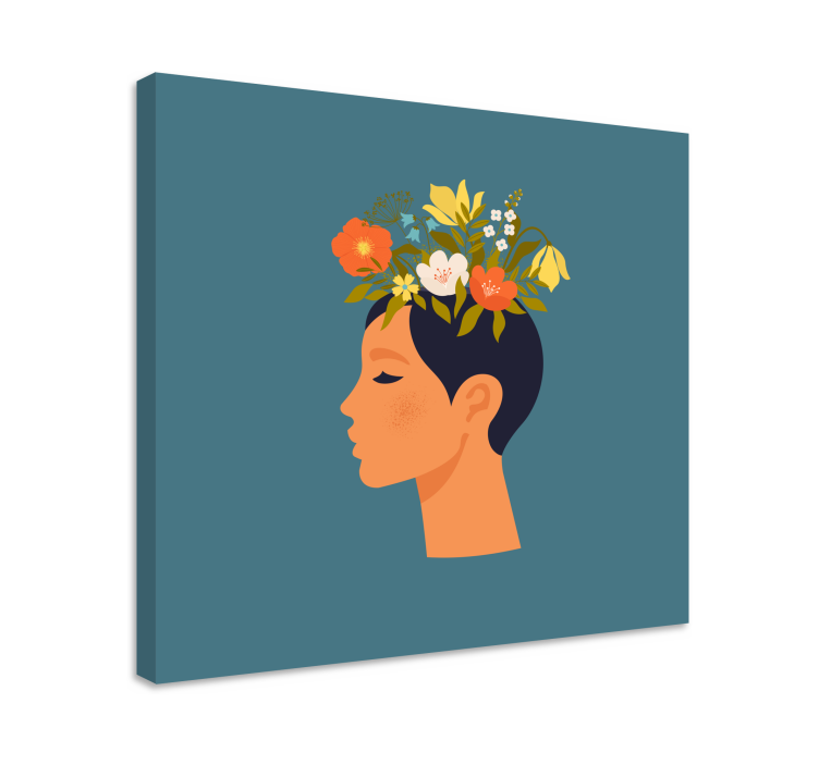 Cuadro de flores Mujer con corona de flores - TenVinilo