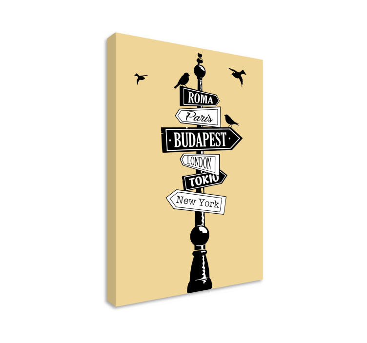Cuadro ciudades señal direccional - TenVinilo