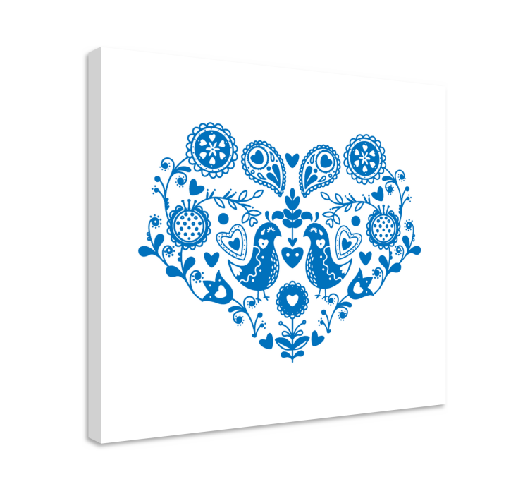 Cuadro bodegones pájaros con patrón de corazones - TenVinilo