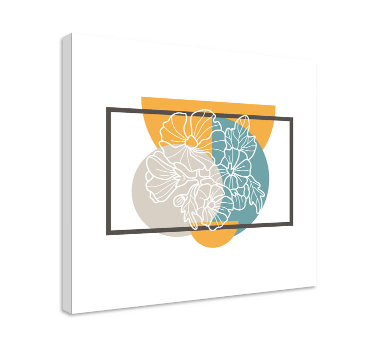 Cuadro de flores Rectángulo minimalista y flores. - TenVinilo