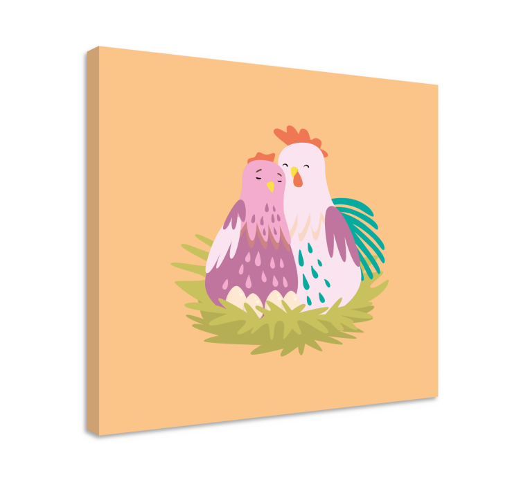 Cuadro aves Rosa pareja de pollito - TenVinilo