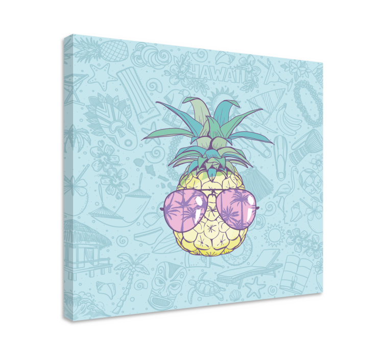 Cuadro moderno Dibujos animados de piña hawaiana - TenVinilo