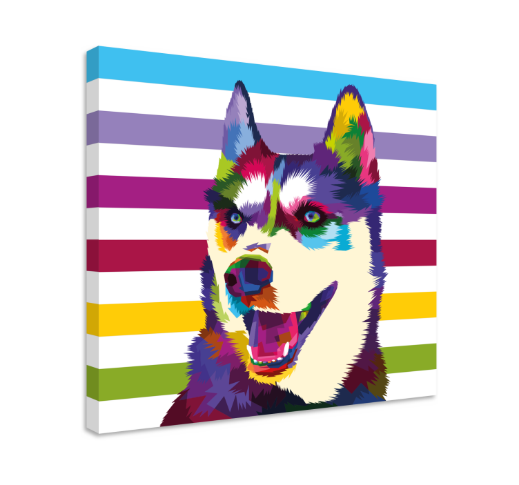 Cuadro de perro retrato colorido de husky - TenVinilo