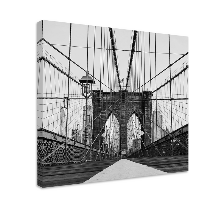 Cuadro 3d Puente de brooklyn en blanco y negro - TenVinilo