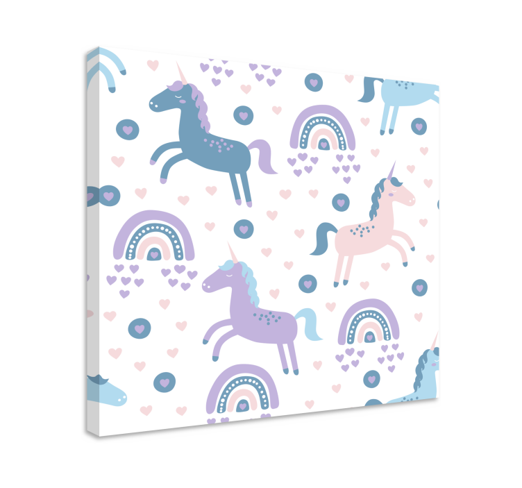 Cuadro infantil Patrón de unicornios de color pastel dulce - TenVinilo