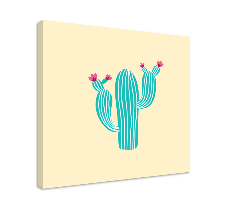 Cuadro plantas Cactus de color azul pastel - TenVinilo
