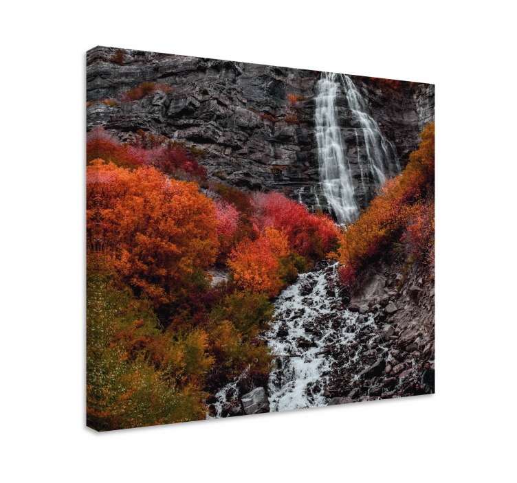 Cuadro paisajes Cascada de otoño rojo - TenVinilo